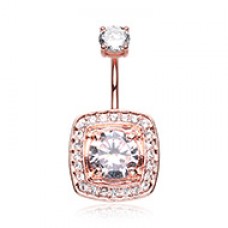 Rose Gold Grand Essentia Cubic Zirconia Belly Button Ring