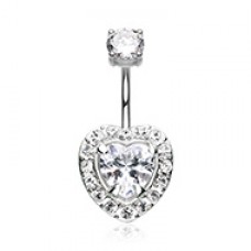 Brilliant Heart Sparkle Cubic Zirconia Belly Button Ring
