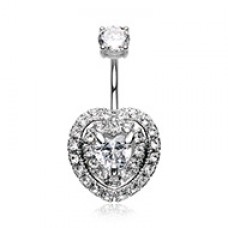 Heart Magnificent Sparkle Cubic Zirconia Belly Button Ring