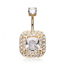 Golden Princess Magnificent Sparkle Cubic Zirconia Belly Button Ring