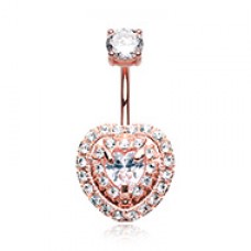 Rose Gold Heart Essentia Cubic Zirconia Belly Button Ring