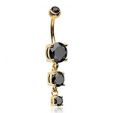 Golden Gem Cascade Cubic Zirconia Belly Button Ring