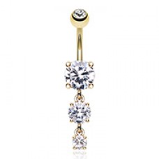 Golden Gem Cascade Cubic Zirconia Belly Button Ring