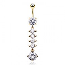 Golden Classy Multi-Gem Sparkle Cubic Zirconia Belly Buton Ring