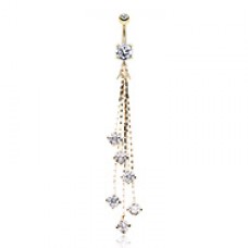 Golden Lustre Drop Sparkle Cubic Zirconia Belly Button Ring