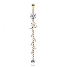 Golden Butterfly Gem Sparkle Cubic Zirconia Belly Button Ring