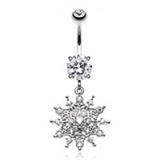 Glistening Atomic Sunburst Cubic Zirconia Belly Button Ring