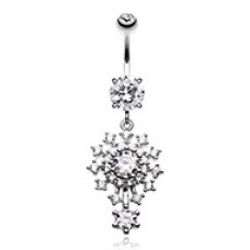 Dazzling Big Bang Atomic Cubic Zirconia Belly Button Ring