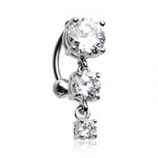 Brilliant Cascading Reverse Drop Top Cubic Zirconia Belly Button Ring