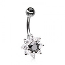 Luxuriant Spring Flower Cubic Zirconia Belly Button Ring