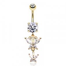 Golden Butterfly Besties Cubic Zirconia Belly Button Ring
