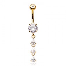 Golden Sweet Dainty Cascading Gems Cubic Zirconia Belly Button Ring