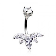 Lotus Marquis Cubic Zirconia Belly Button Ring