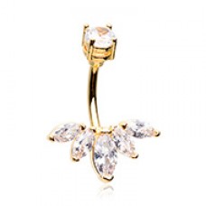 Golden Lotus Marquis Cubic Zirconia Belly Button Ring