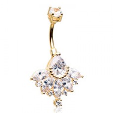 Golden Art Deco Cubic Zirconia Belly Button Ring
