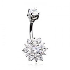 Sunburst Cubic Zirconia Belly Button Ring