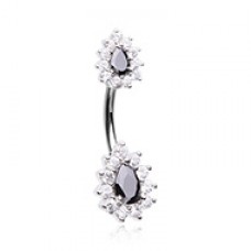 Double Icon Teardop Cubic Zirconia Belly Button Ring