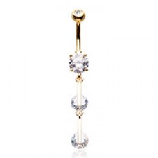Golden Classic Gem Drop Cubic Zirconia Belly Button Ring