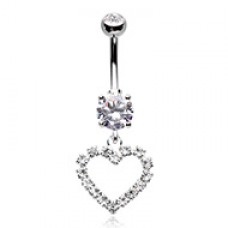 Classic Heart Gem Cubic Zirconia Belly Button Ring