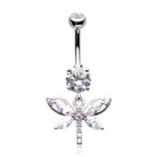 Shimmering Butterfly Sparkle Cubic Zirconia Belly Button Ring