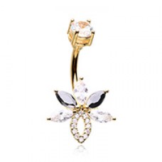 Golden Roaring 20's Marquis Cubic Zirconia Belly Button Ring