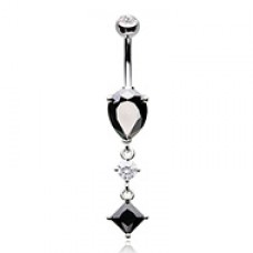 TearDrop Princess Cut Cubic Zirconia Belly Button Ring