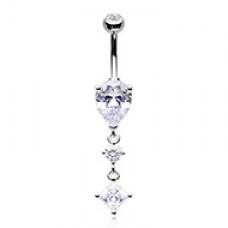 TearDrop Princess Cut Cubic Zirconia Belly Button Ring