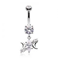 Marquis Moons Cubic Zirconia Belly Button Ring