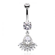 Crown Jewels Cubic Zirconia Belly Button Ring