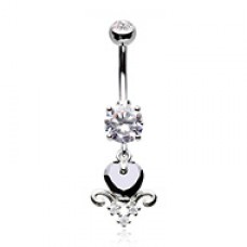 Black Heart Cubic Zirconia Belly Button Ring