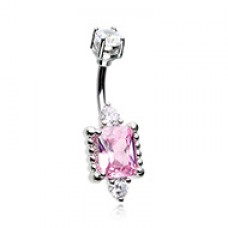 Princess Mirror Cubic Zirconia Belly Button Ring