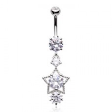 Star Cluster Cubic Zirconia Belly Button Ring