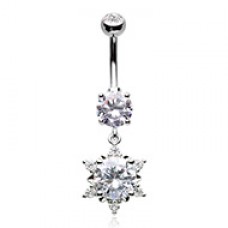Starburst Cubic Zirconia Belly Button Ring