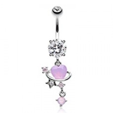 Celestial Lavender Heart Cosmic Bling Belly Button Ring