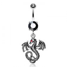 Balerion Jeweled Eye Dragon Belly Button Ring