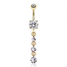 Golden Cascasde Gems Dropping Galore Belly Button Ring