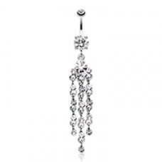 Shimmering Drop Gems Chandelier Belly Button Ring