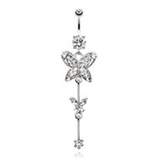 Soaring Butterfly Sparkle Belly Button Ring