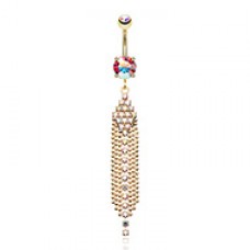 Golden Sparkle Waterfall Showers Belly Button Ring