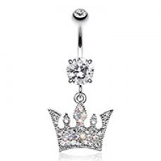Queen of Hearts Crown Belly Button Ring
