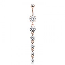 Rose Gold Crystalline Droplets Fall Belly Button Ring