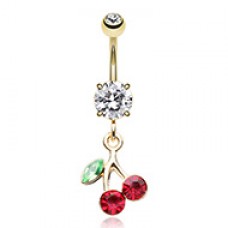 Golden Pretty Please with a Cherry on Top Belly Button Ring