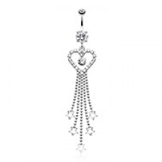 Cosmic Enchanting Falling Hearts Belly Button Ring