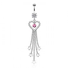 Cosmic Enchanting Falling Hearts Belly Button Ring