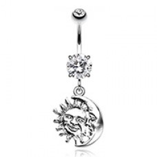 Sun & Moon Face Belly Button Ring