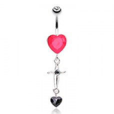 Heart & Dagger Crazy in Love Belly Button Ring
