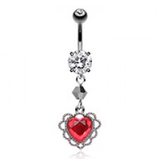 Victorian Lace Heart Doily Dangle Belly Button Ring