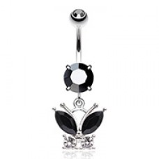 Dark Midnight Butterfly Belly Button Ring
