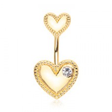 Golden Double Valentine Heart Belly Button Ring