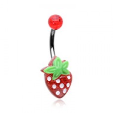 Kawaii Glitter Strawberry Belly Button Ring
